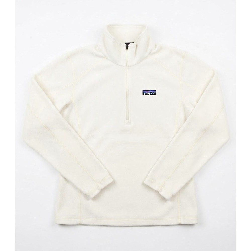 Patagonia Women's White Fleece 1/4 Zip Mock Neck Logo Sweatshirt Size M